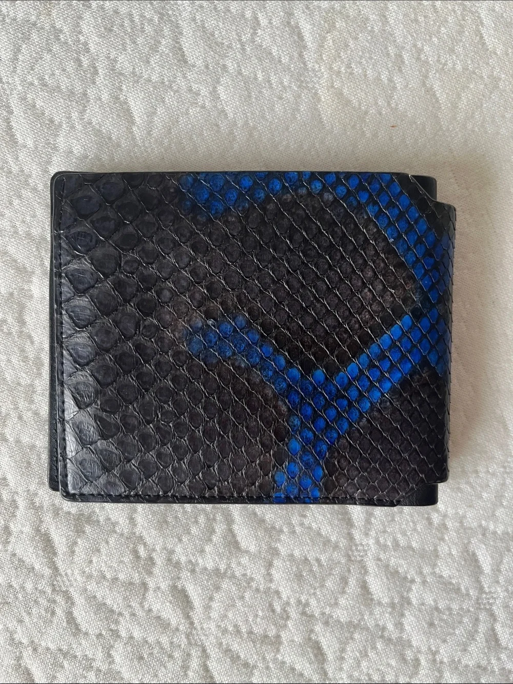 Lanvin | Black and Blue Python Leather Bifold Men’s Wallet